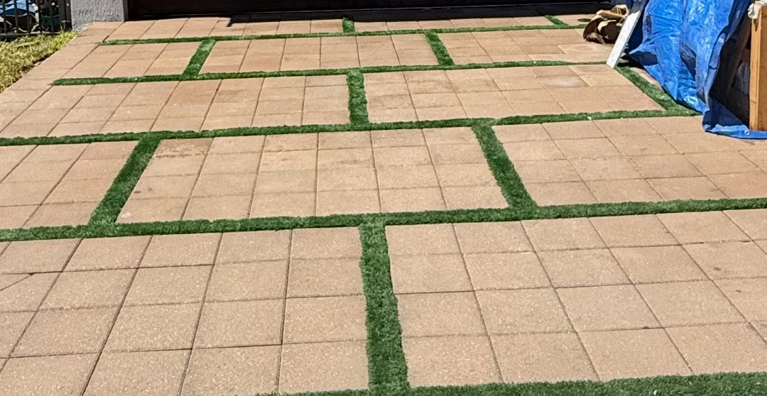 Paver walkway grid, spotless finish