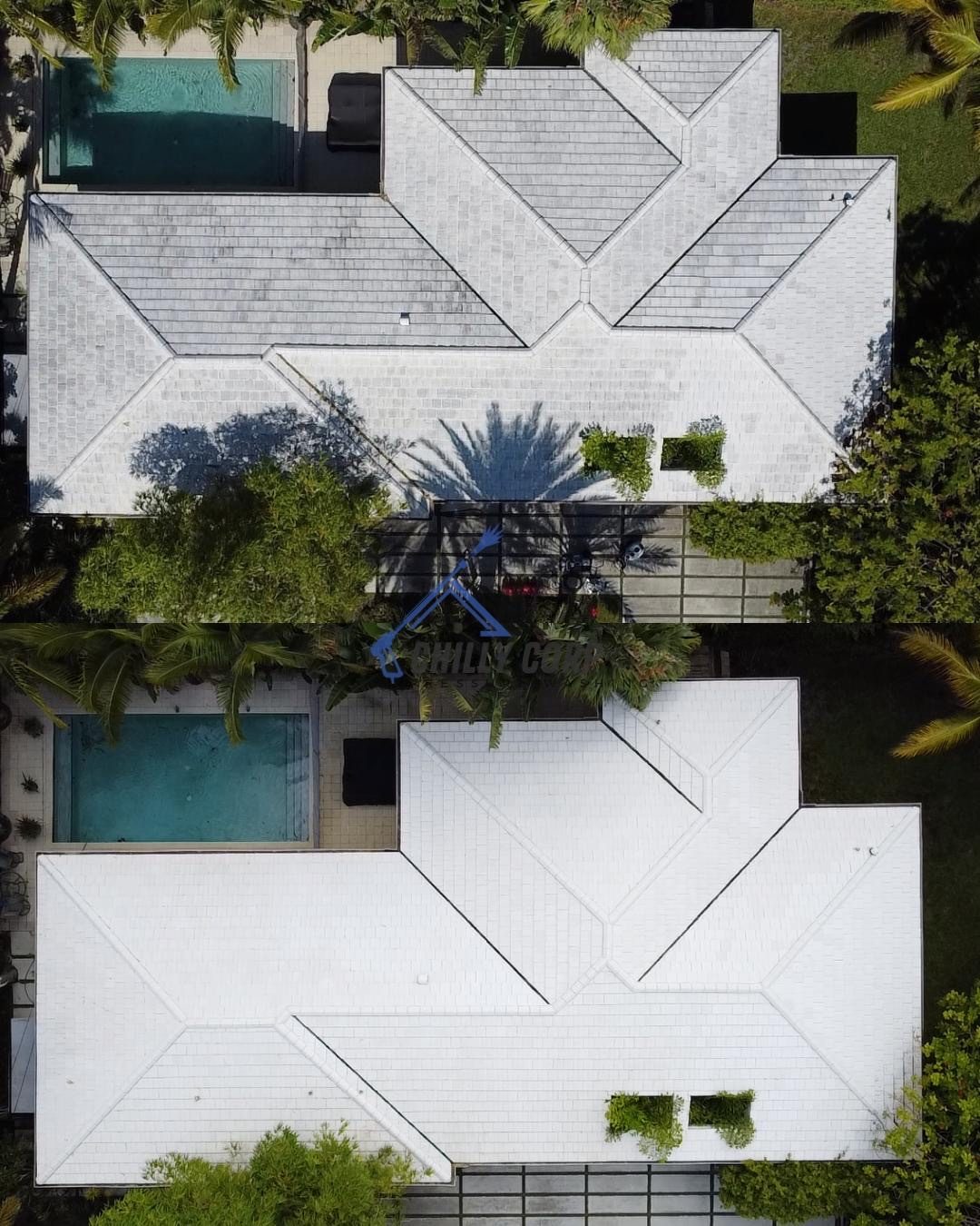 Aerial view — flat tile roof restored