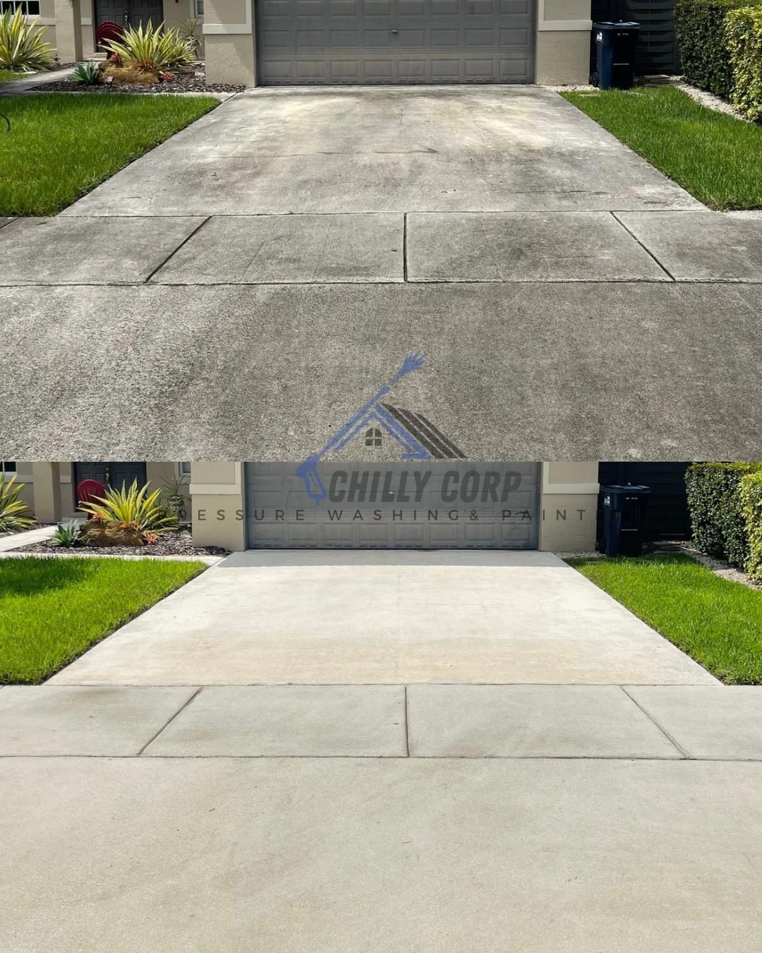 Concrete driveway, clean and even