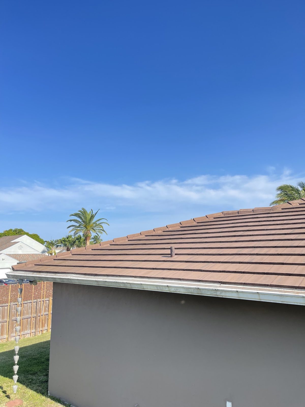 Tile roofline detail after cleaning